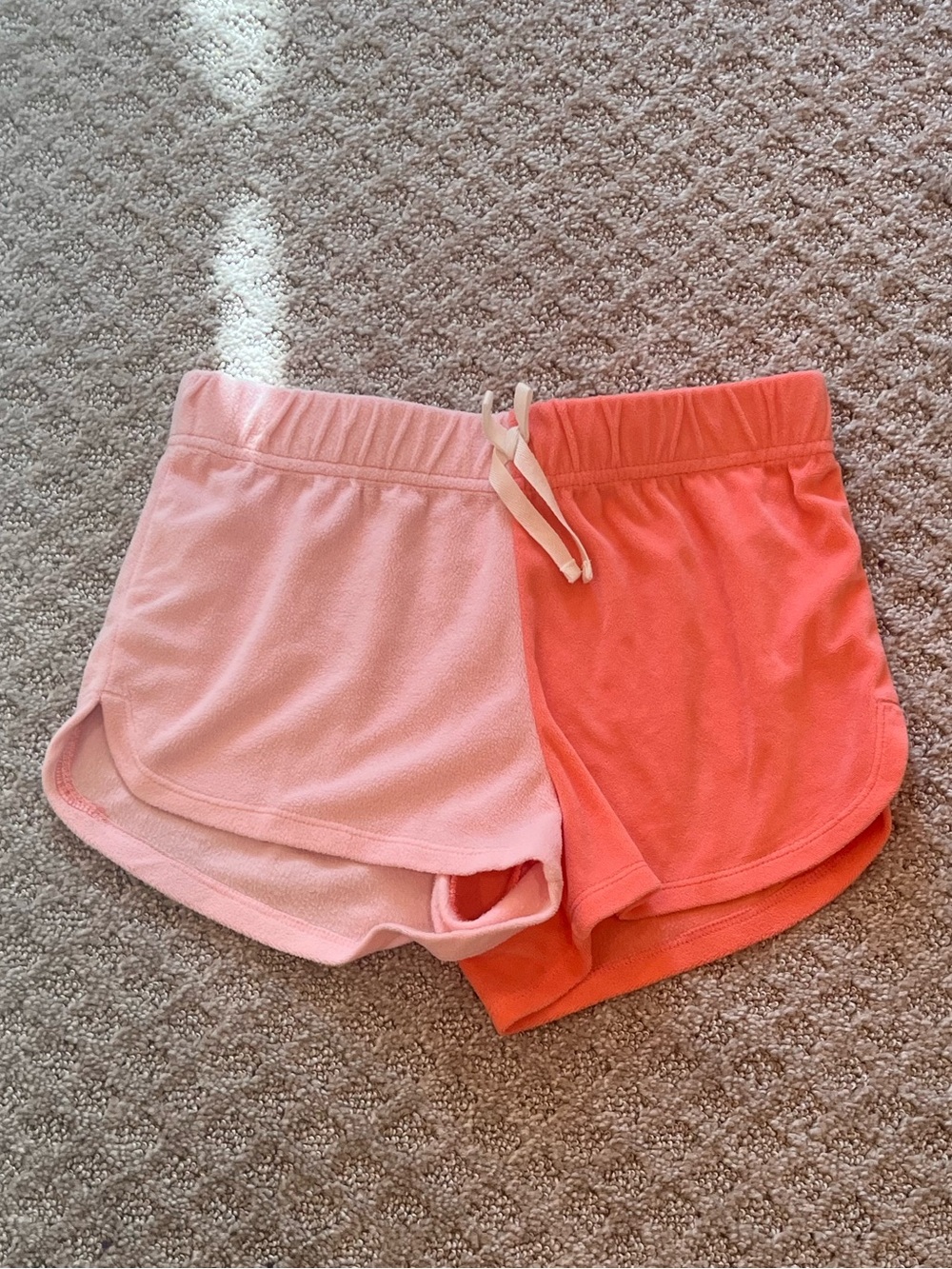 Justice Two-Tone Pink and Coral Drawstring Athletic Shorts